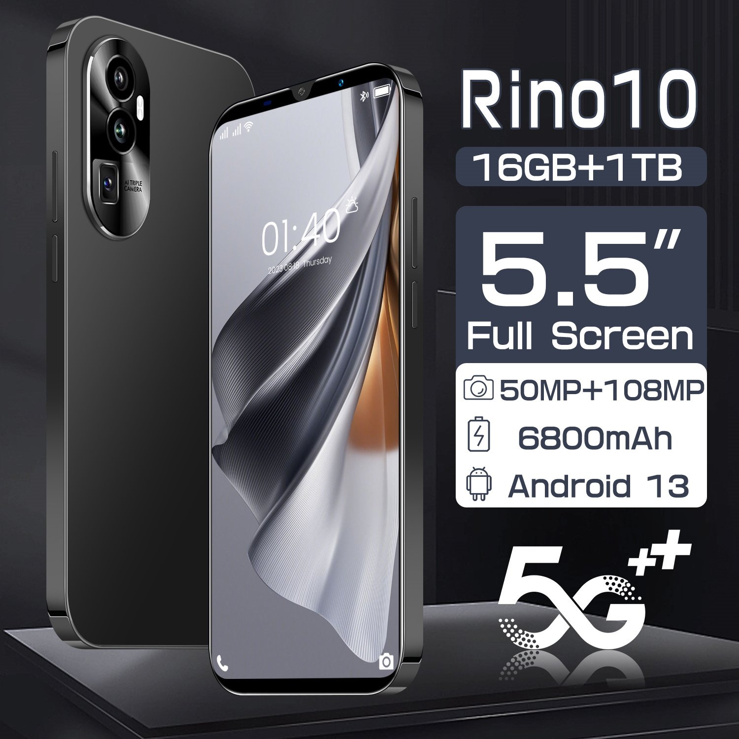 2024 Original Rino10 Simplicity 5G Smartphone Studio-Quality Video Recording Mobile Phones