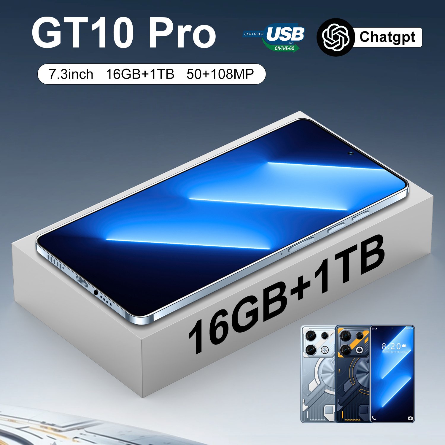 2024 new arrival Hot sell 5G smartphone GT10pro 16GB+1TB large internal memory 3G /4G Android cellphone Ready to ship