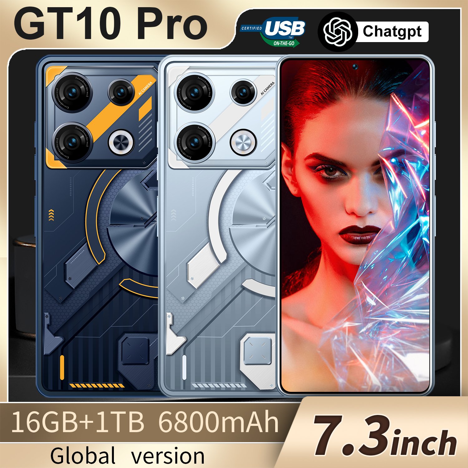 2024 new arrival Hot sell 5G smartphone GT10pro 16GB+1TB large internal memory 3G /4G Android cellphone Ready to ship