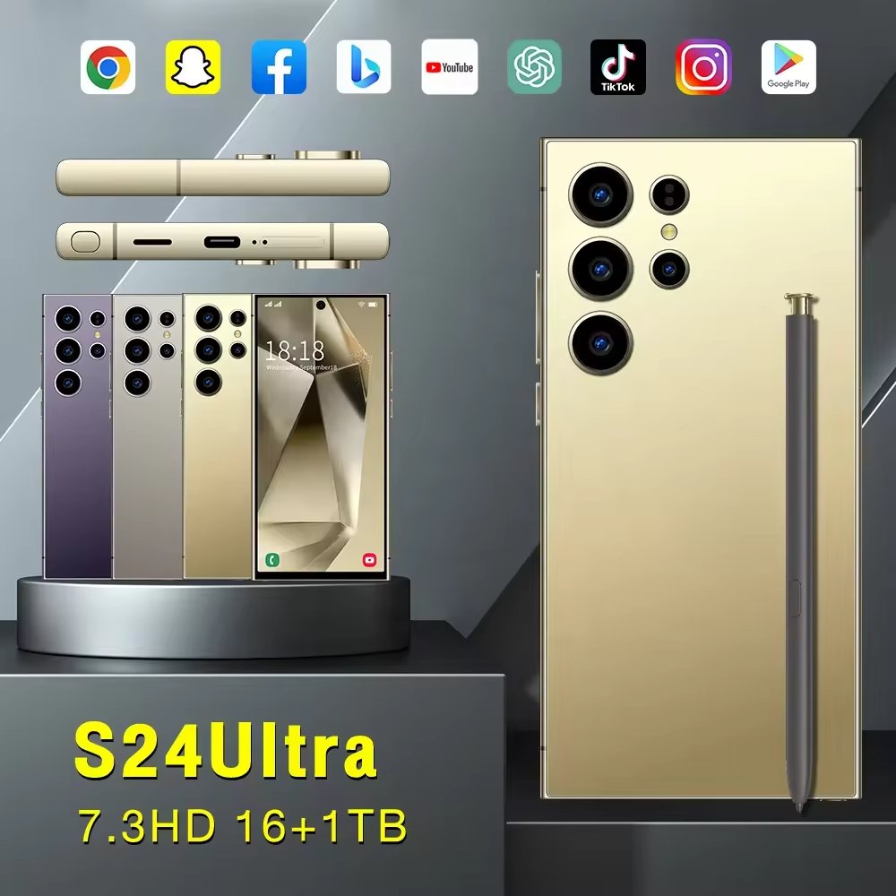 Gloabal Version Phones S24 Ultra 5g Smartphones 16gb+1tb 7.3inches Hd Screen Dual Sim Android 14 Cellphone Mobile Phone
