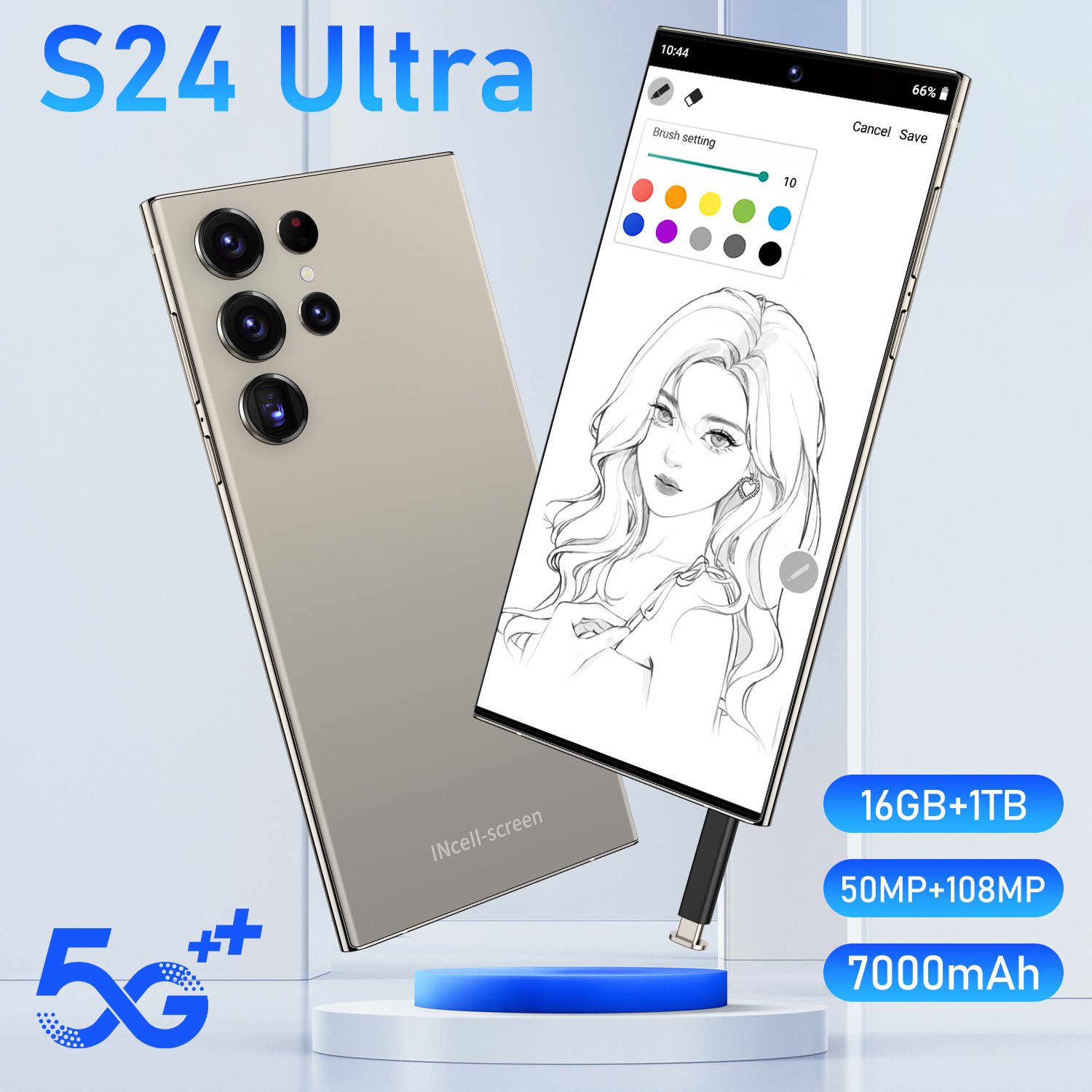New Listing 2024 S24 ultra Latest AI Mobile Phones Rectangular Border 16+1TB Big Memory AI Smart Phones support ChatGPT