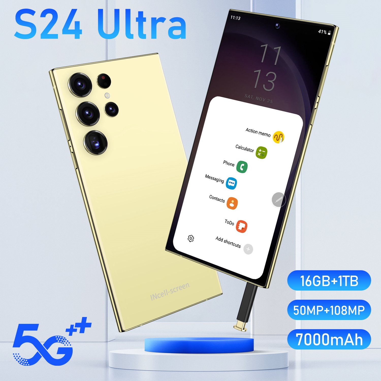 New Listing 2024 S24 ultra Latest AI Mobile Phones Rectangular Border 16+1TB Big Memory AI Smart Phones support ChatGPT