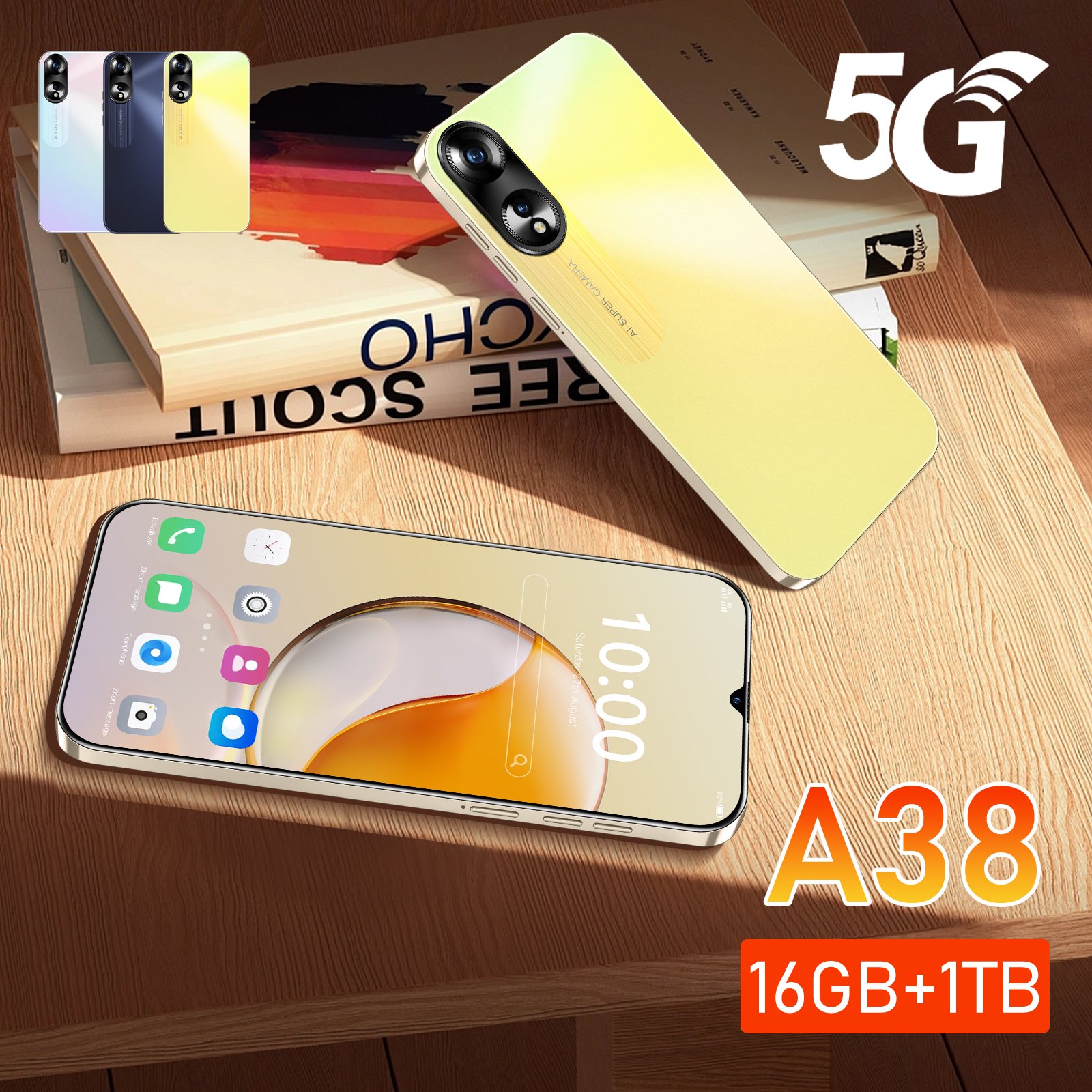 2024 Latest Models A38 16gb+1tb 6.8-inch Low Price Smartphone Android 13 Cheap Smart Phone Ready To Ship 5g Smartphone