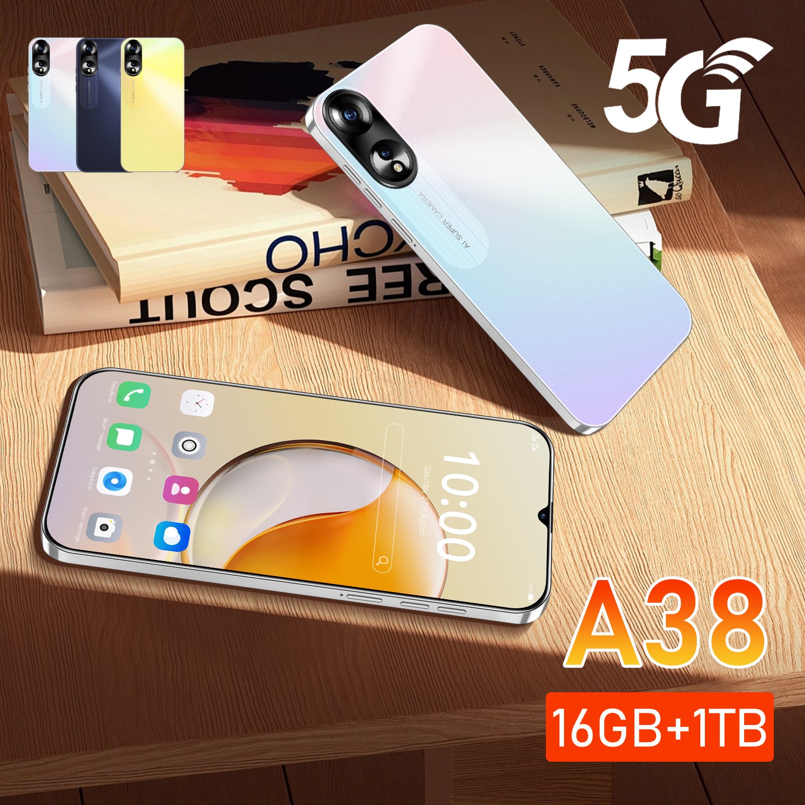 2024 Latest Models A38 16gb+1tb 6.8-inch Low Price Smartphone Android 13 Cheap Smart Phone Ready To Ship 5g Smartphone