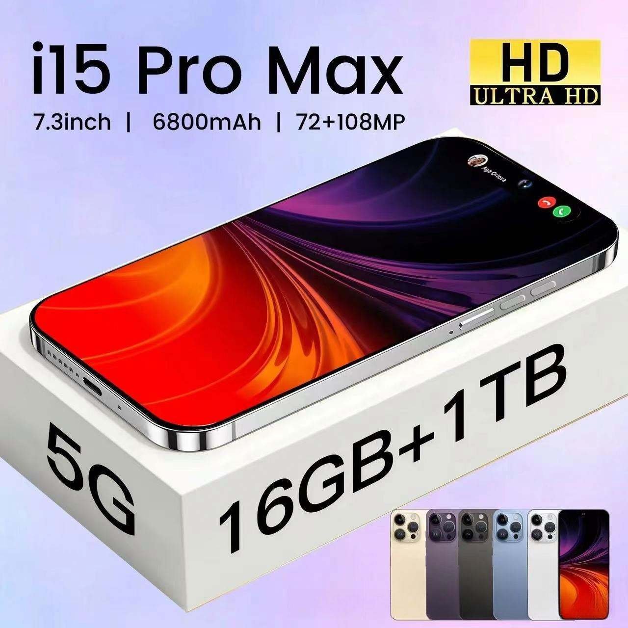 Original i15 Phone 15 Pro Max The New 2024 5G Smartphone Sensation - 6.7 Inches 16GB+1TB Unlocked
