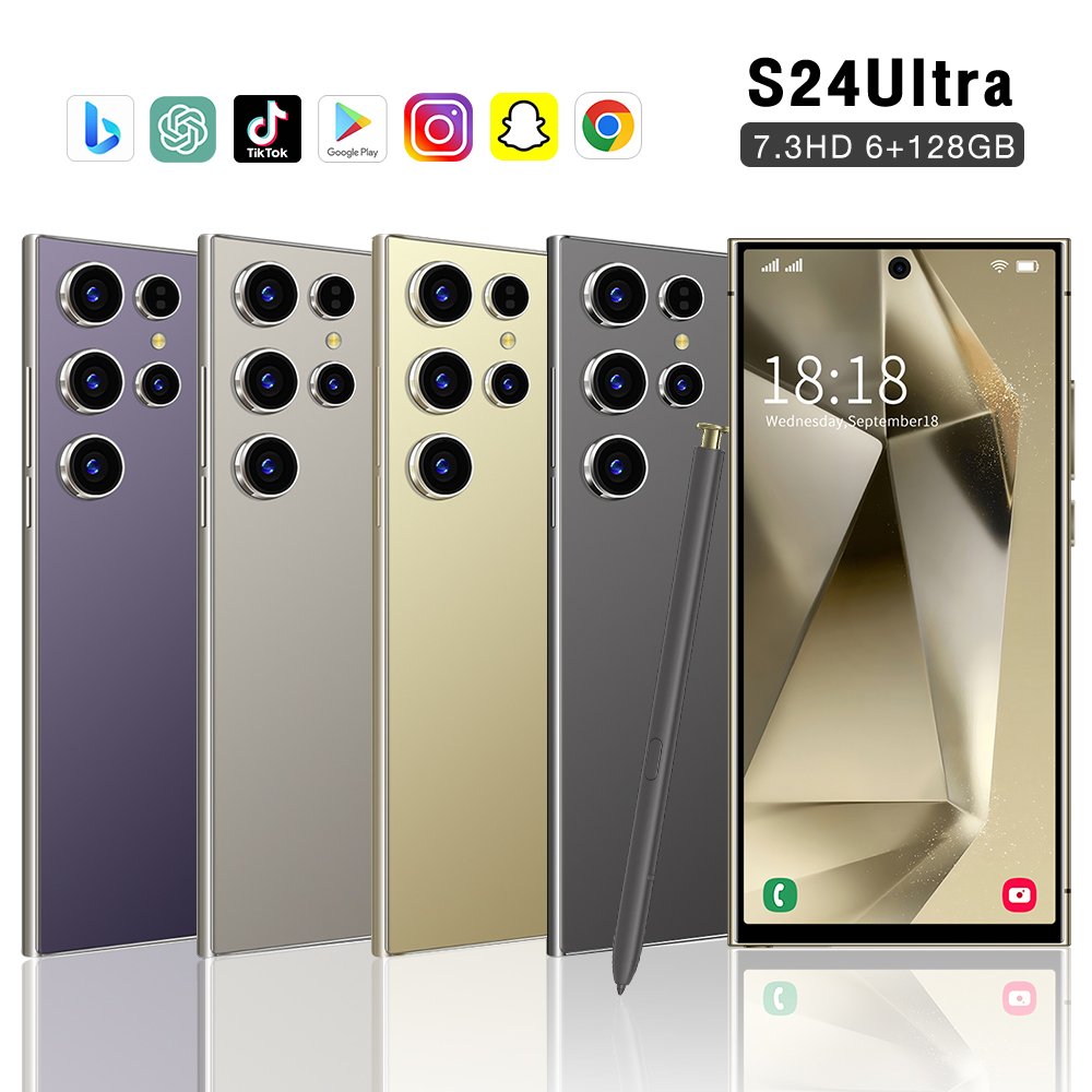 S-Pen android phone 6+128G Galaxy S24 Ultra smartphone 7.3inch telephone Fast Charging Unlock 4G WIFI S23 S24 mobile phone