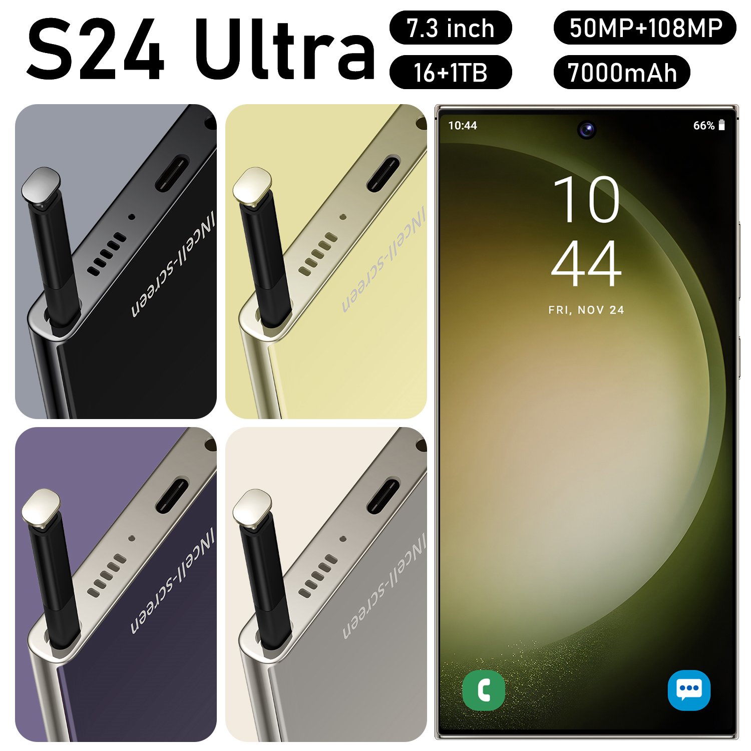 Good selling Custom S24 Ultra Unlocked mobile phones Big Screen 5G smartphone 16gb + 1TB Android13 Dual SIM Card handphone