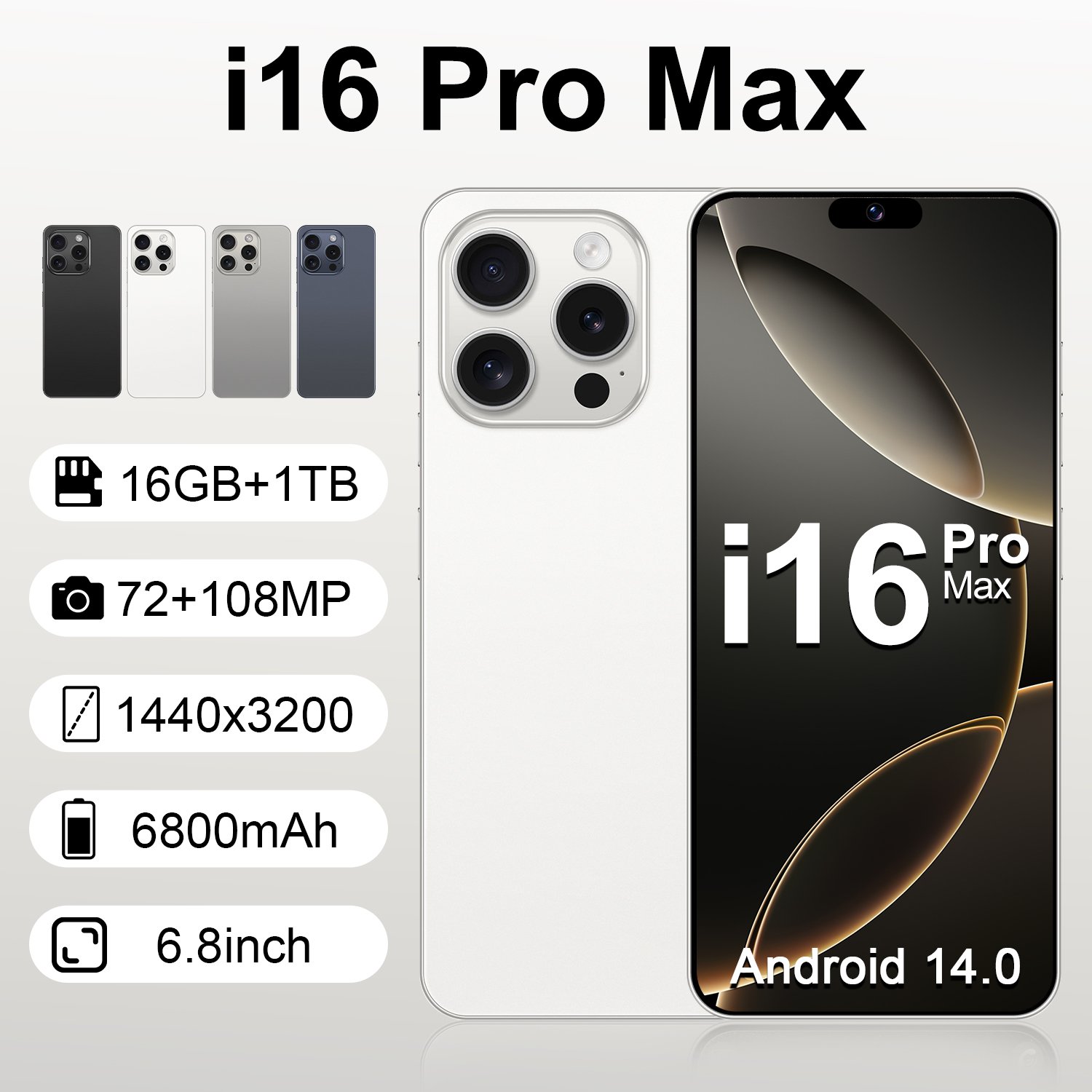 oem 2024 New Product I16 Pro Max Mobile Phones 5g Smartphone 16gb+1tb Full LCD Screen Cell Phones