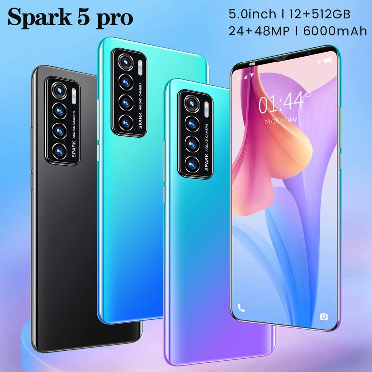 Android Mobile Phone Hot Selling Spark 5 Pro 12GB+512GB 5.0 Inch Dual Sim 5G Smart Phone 5g Smartphone HD Mini I-phone Mobile 5g
