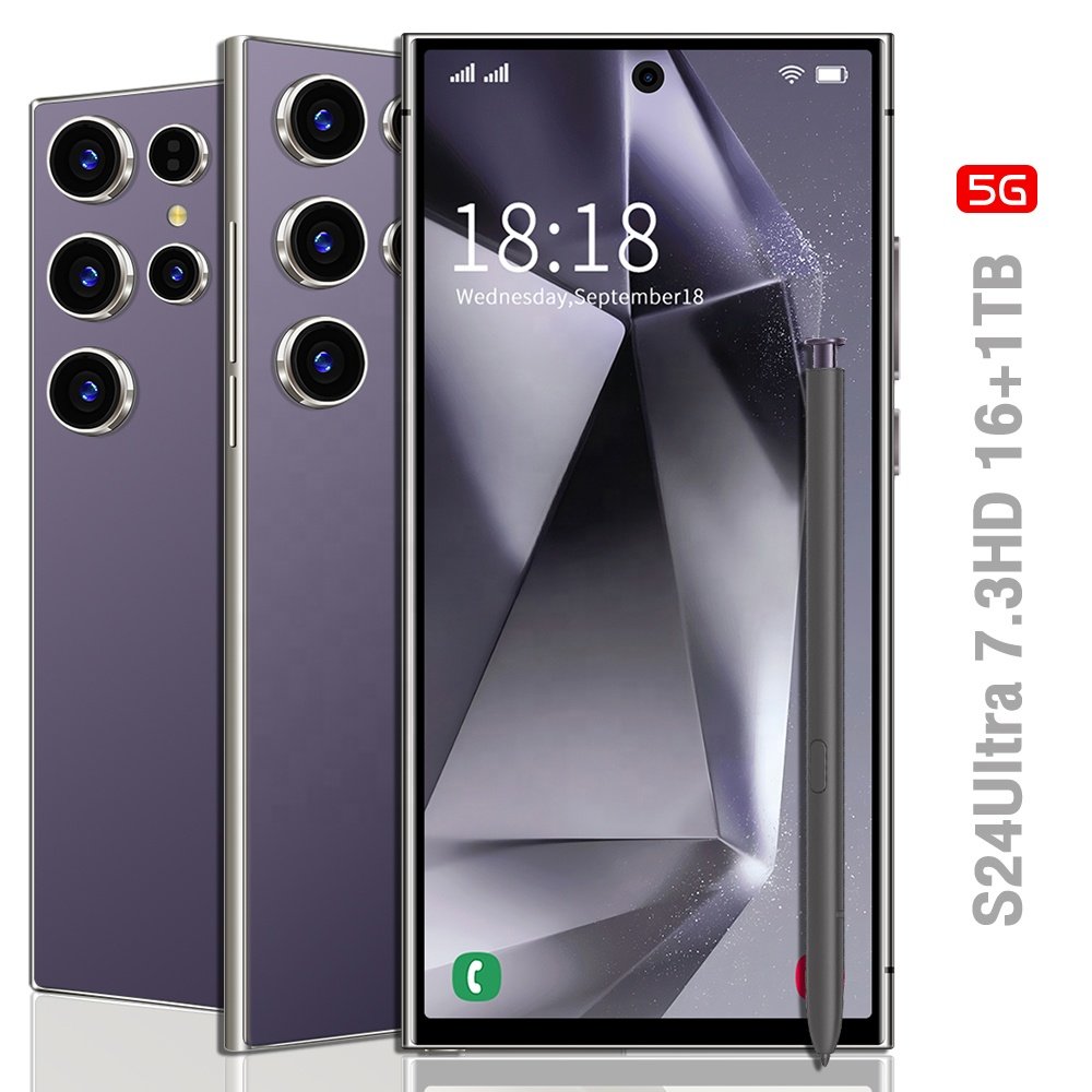 Original S24 Ultra Android 14 5G Unlocked Cell Phone 7.3 Inch HD Screen 16GB+1TB Dual Sim GSM Cellular 5G Smart Mobile Phones