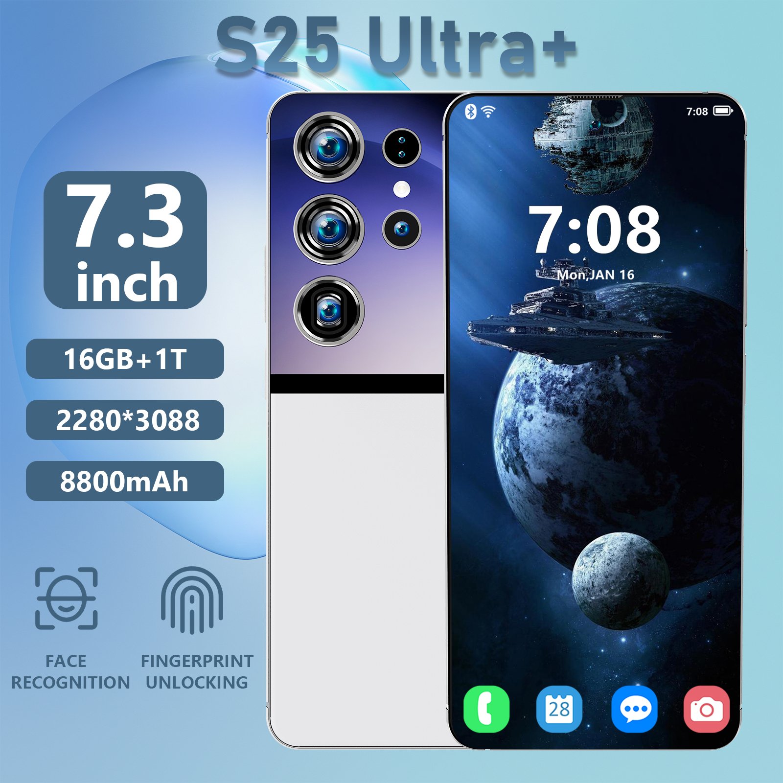 Smartphonefor Africa Market Wholesale Price S25 Ultra+ Smartphone 7.3inch Full Screen Long Battery Life Gsm 5g Mobile Phone S25