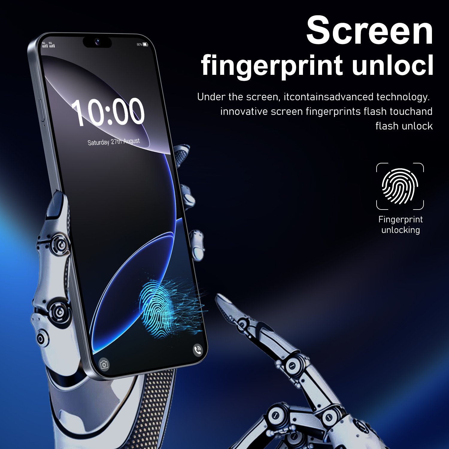 Original i For Phone 16 Pro Max Cell Phone Smartphone Telefone i16 Android Feature 5G Smartphone Gaming Mobile Phone