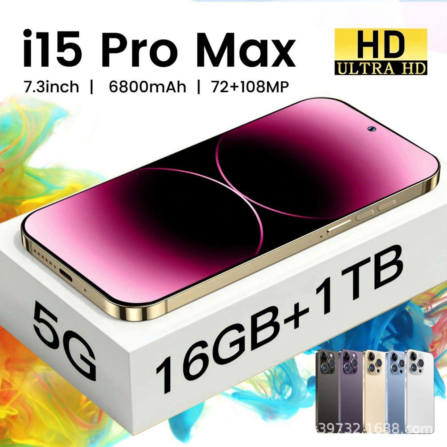 2024 New Arrival Original i15 15 Pro Max 5G Smartphone with 6.7 Display and 16GB+1TB Storage