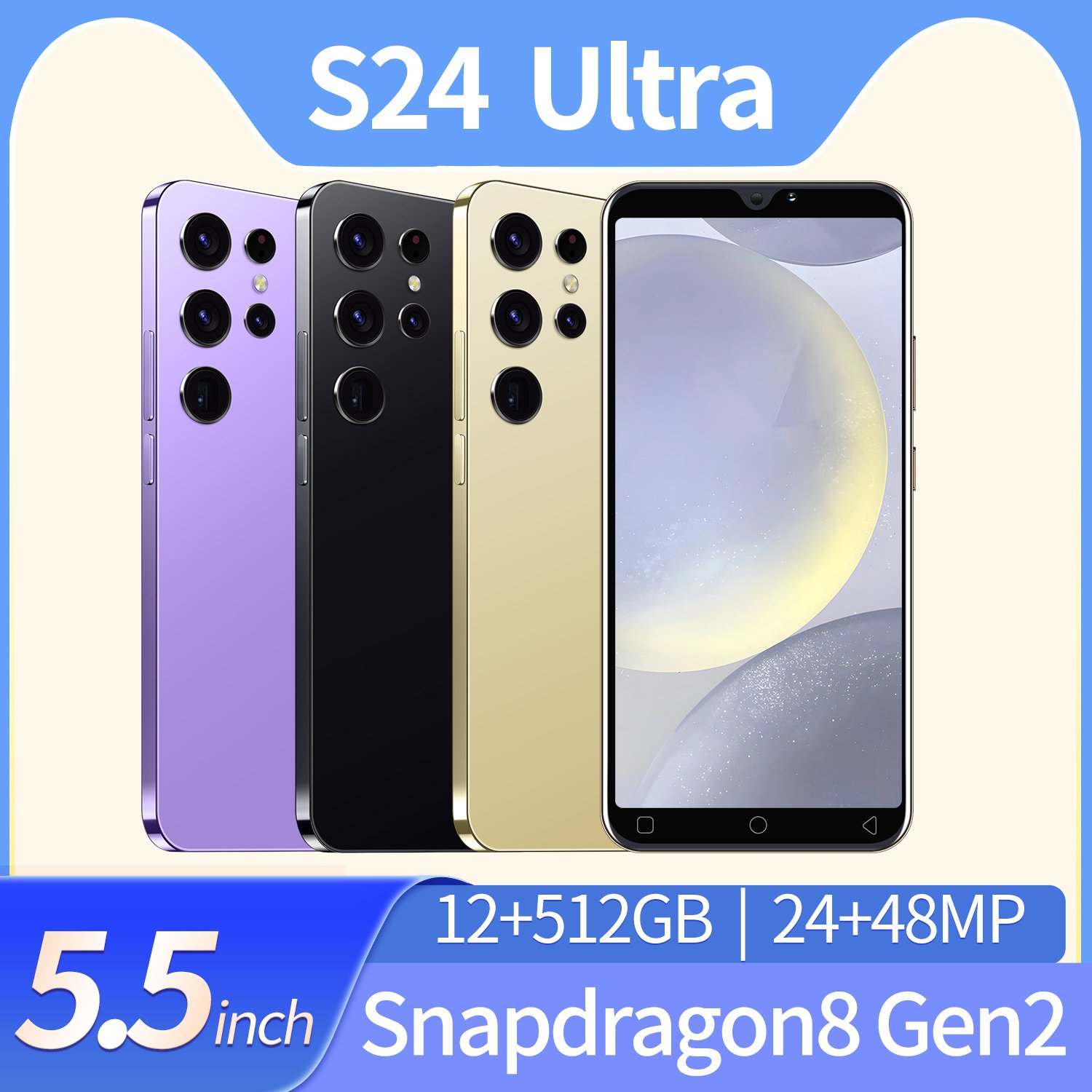 2024 New Style S24 Ultra Phone Original 6.8 Inch HD Screen 4G 5G smartphones Face unlocked 5000mAh for brand new s24 s24 ultra