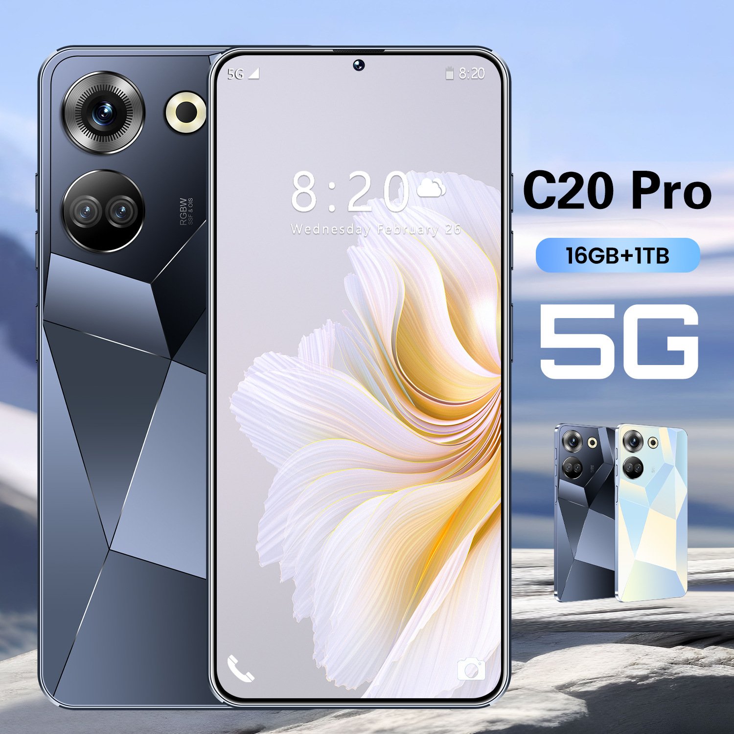 New Unlocking 5G Smartphone 4G 5G RAM 8GB ROM 256GB Storage 7.3 Inch Clear Screen Android 13 OS Quad Core CPU 24MP GSM WCDMA