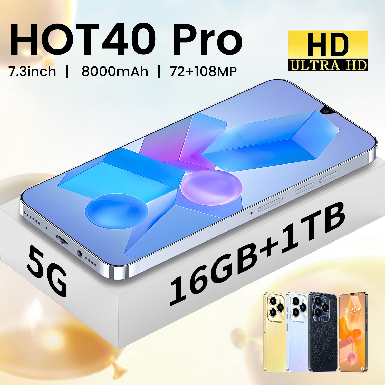Hot40 Pro Android Mobile phone 5G smartphone new 6.8-inch incell screen true 4G all-in-one android phone