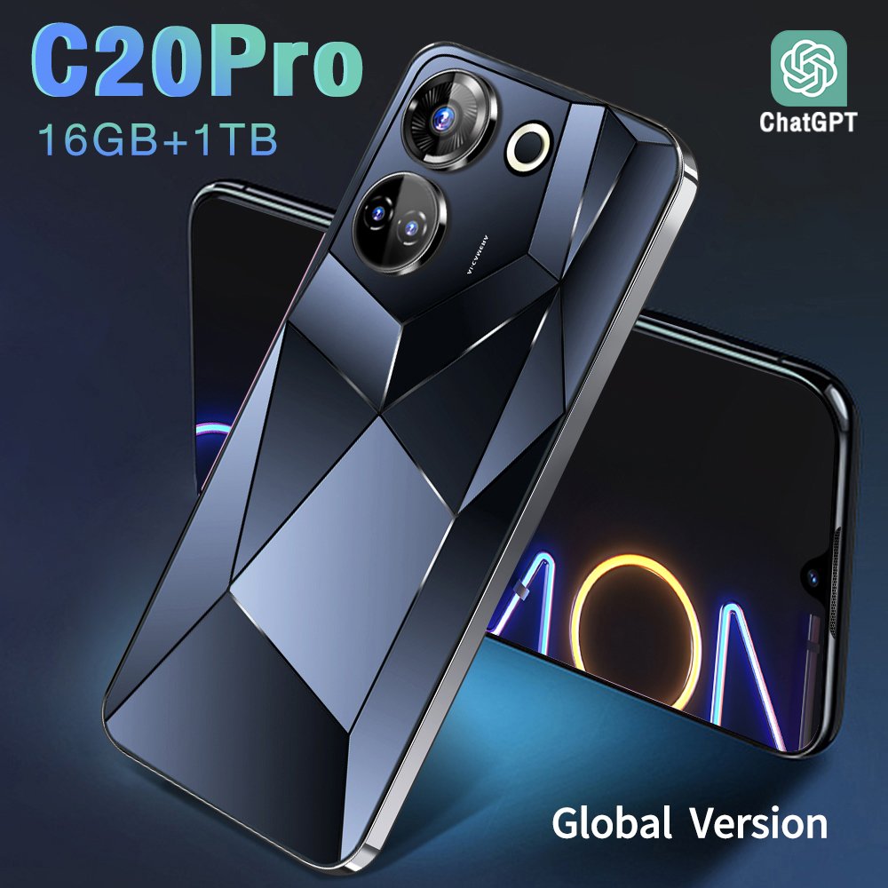 5G Smartphone C20 Pro 6.8 inch Full Screen 16+512GB Android Mobile Phones With Face ID Original Unlocked Cell Phone