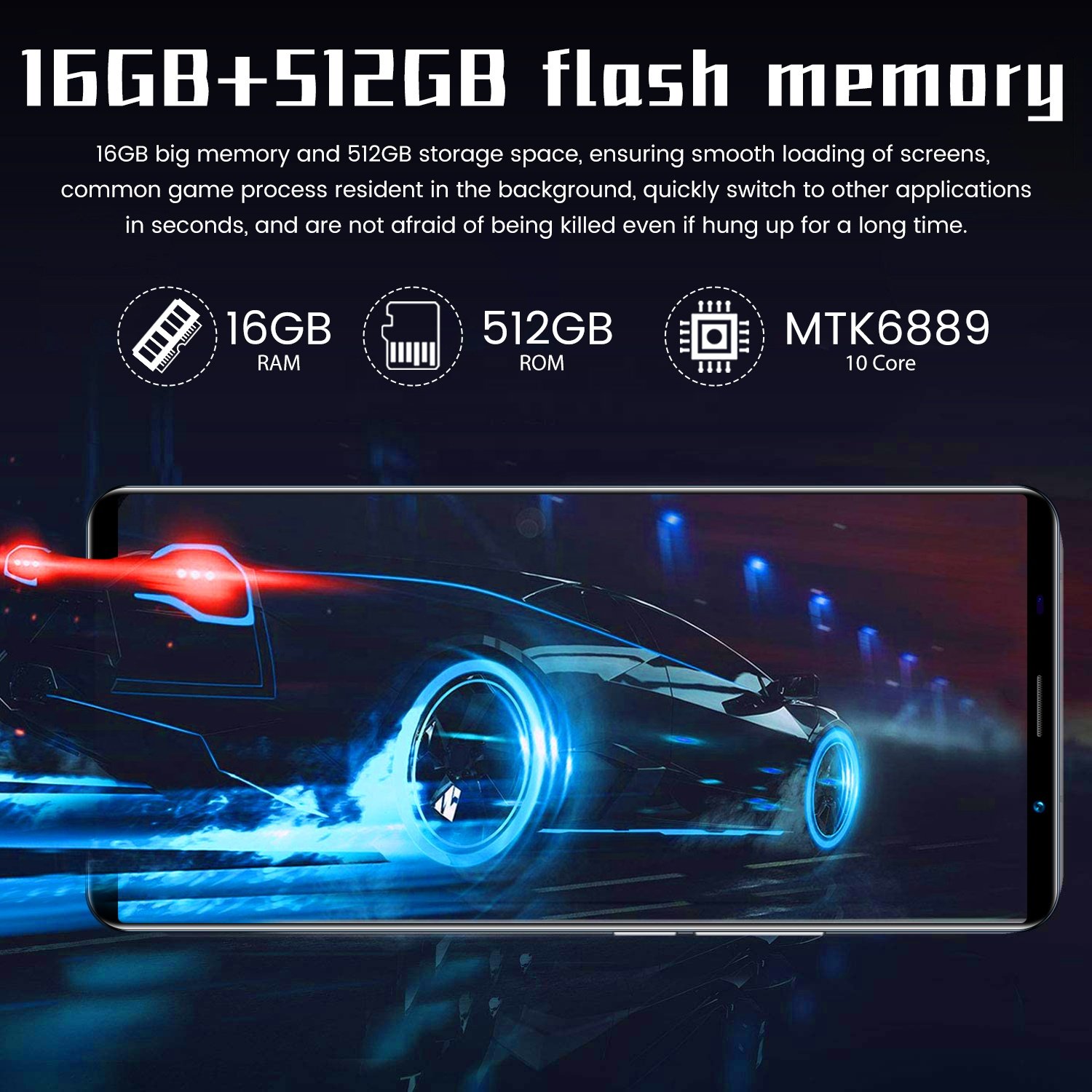 Popular Android Smartphone 7.8inch Full Screen Face Fingerprint Unlock Gaming Mobile Phone Global Version 16GB+512GB Cellphone