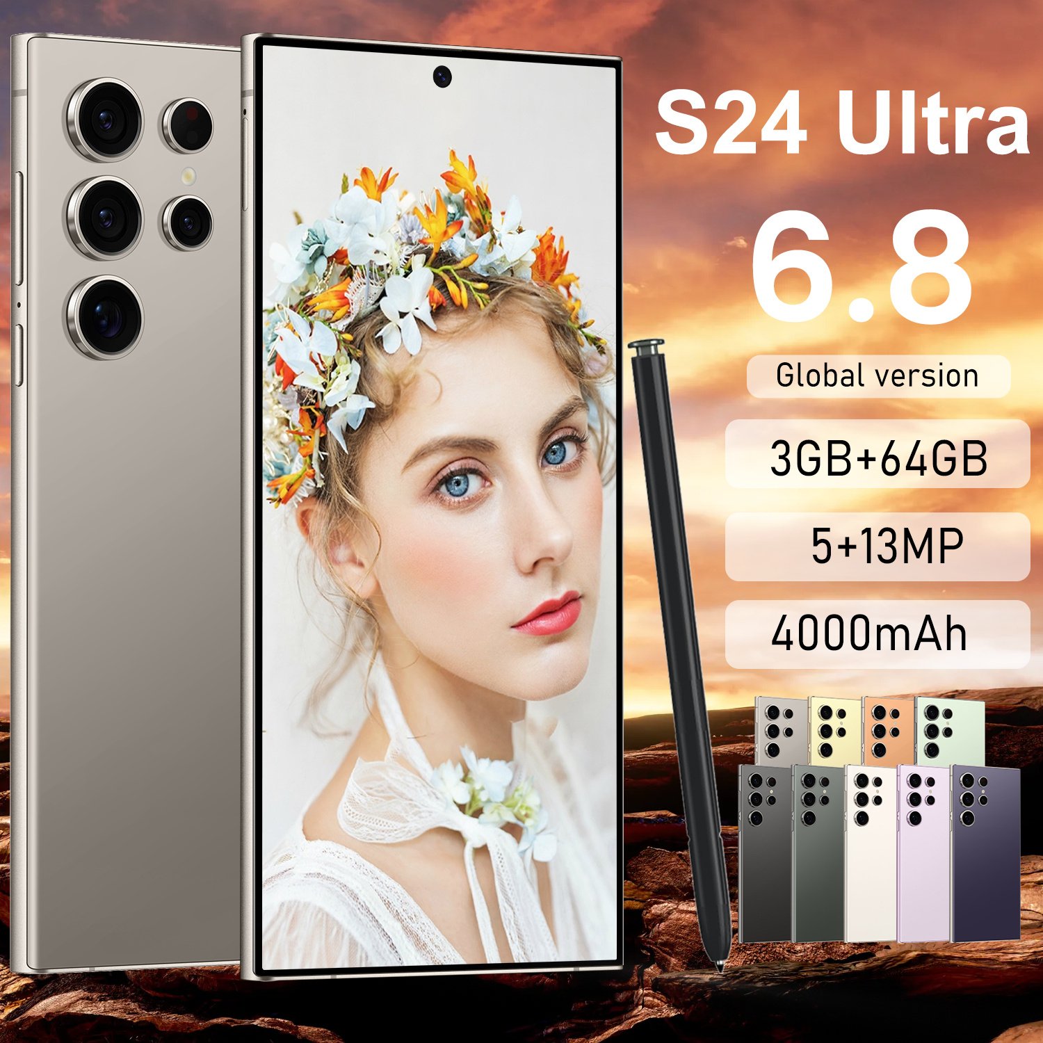 S24 Ultra 5G Smartphone 6.8 Inch Display Unlocked Dual SIM Rear Smart mobile phone odm 3+64gb