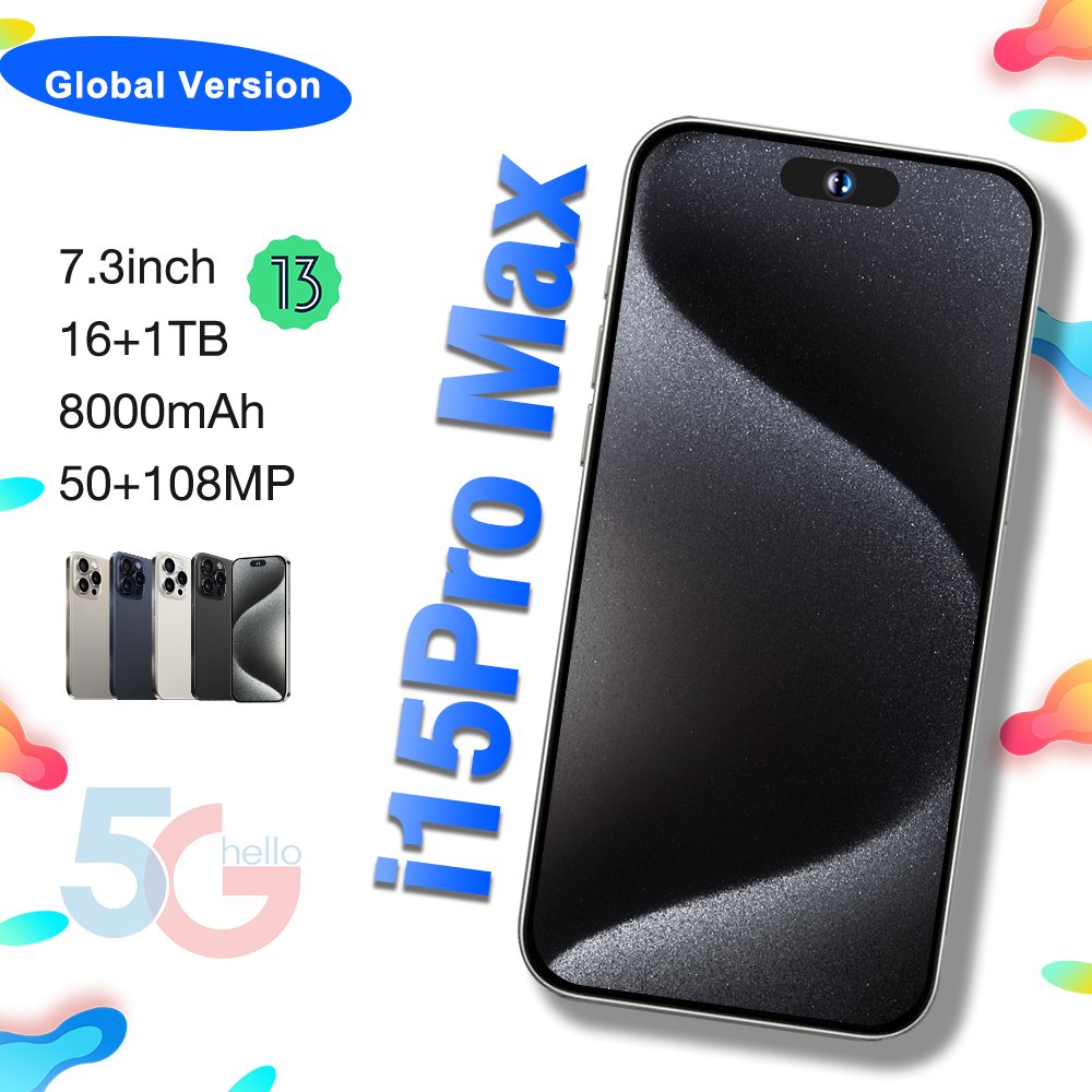 Original 5G Smartphone For 15 Pro Max Smart Phone i15 15 16G 1TB Mobile Phone