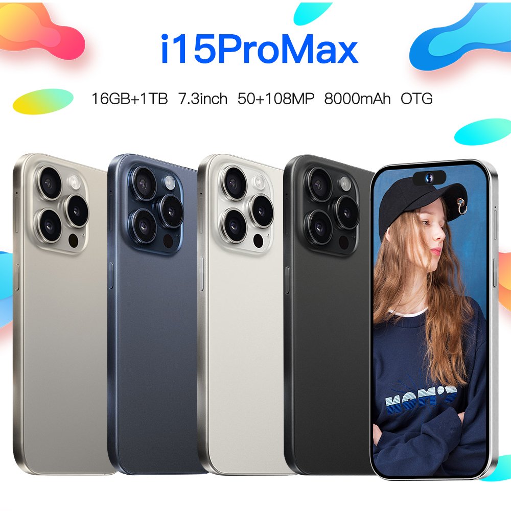 Original 5G Smartphone For 15 Pro Max Smart Phone i15 15 16G 1TB Mobile Phone