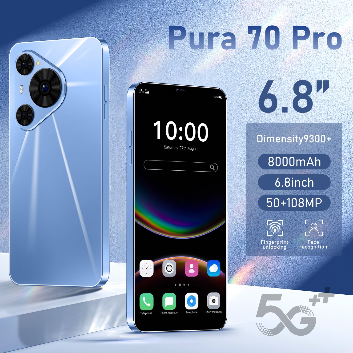 High-quality Pura 70 Pro 6.8 inch FHD Super-V Display 5g smartphone 8000mAh large battery Dual SIM Dual mobile phone Pura 70 Pro