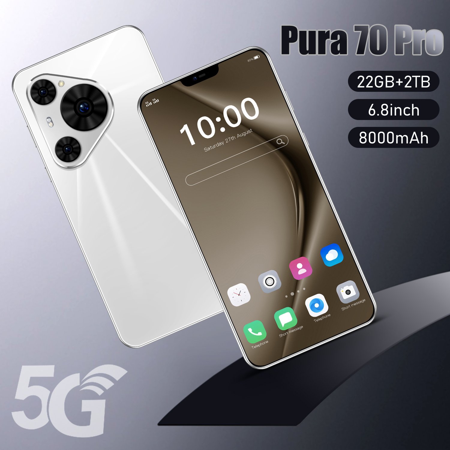 High-quality Pura 70 Pro 6.8 inch FHD Super-V Display 5g smartphone 8000mAh large battery Dual SIM Dual mobile phone Pura 70 Pro