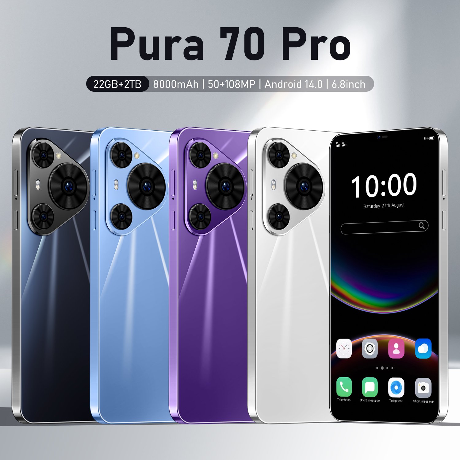 High-quality Pura 70 Pro 6.8 inch FHD Super-V Display 5g smartphone 8000mAh large battery Dual SIM Dual mobile phone Pura 70 Pro