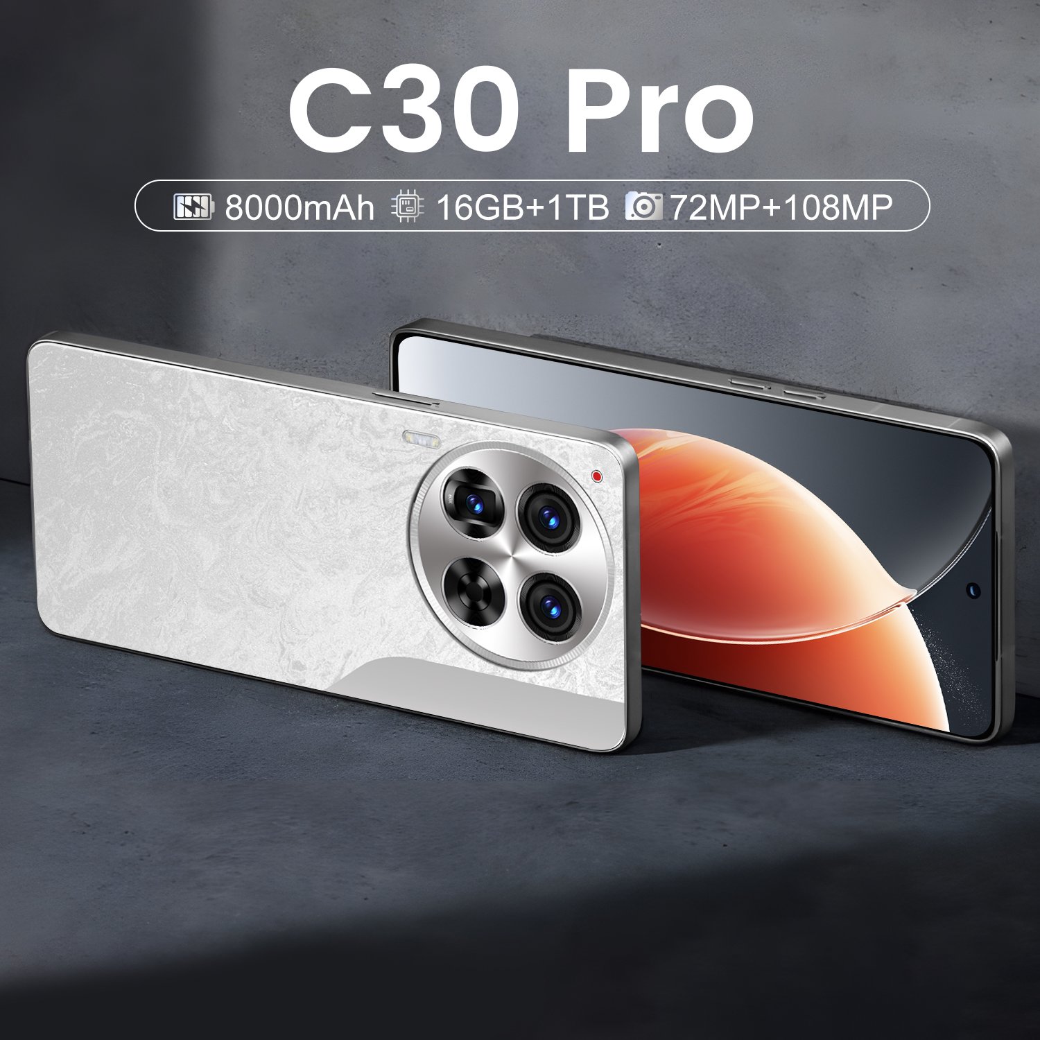 2024 C30 New Model Gaming 5G-smartphones with Ultra-Slim Straight Screen and Dual SIM Dual Standby