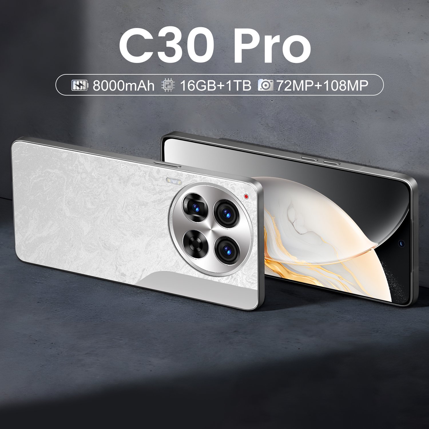 2024 C30 New Model Gaming 5G-smartphones with Ultra-Slim Straight Screen and Dual SIM Dual Standby