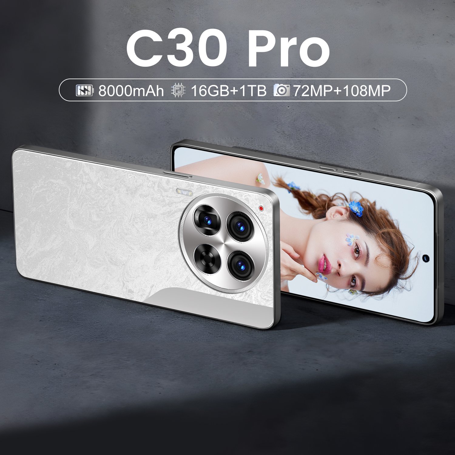 2024 C30 New Model Gaming 5G-smartphones with Ultra-Slim Straight Screen and Dual SIM Dual Standby