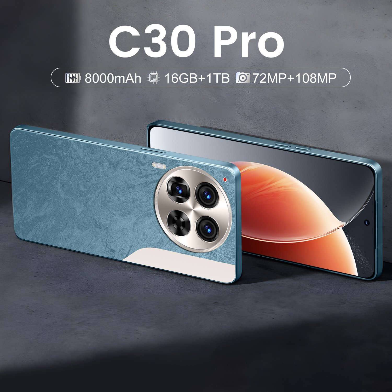 2024 C30 New Model Gaming 5G-smartphones with Ultra-Slim Straight Screen and Dual SIM Dual Standby