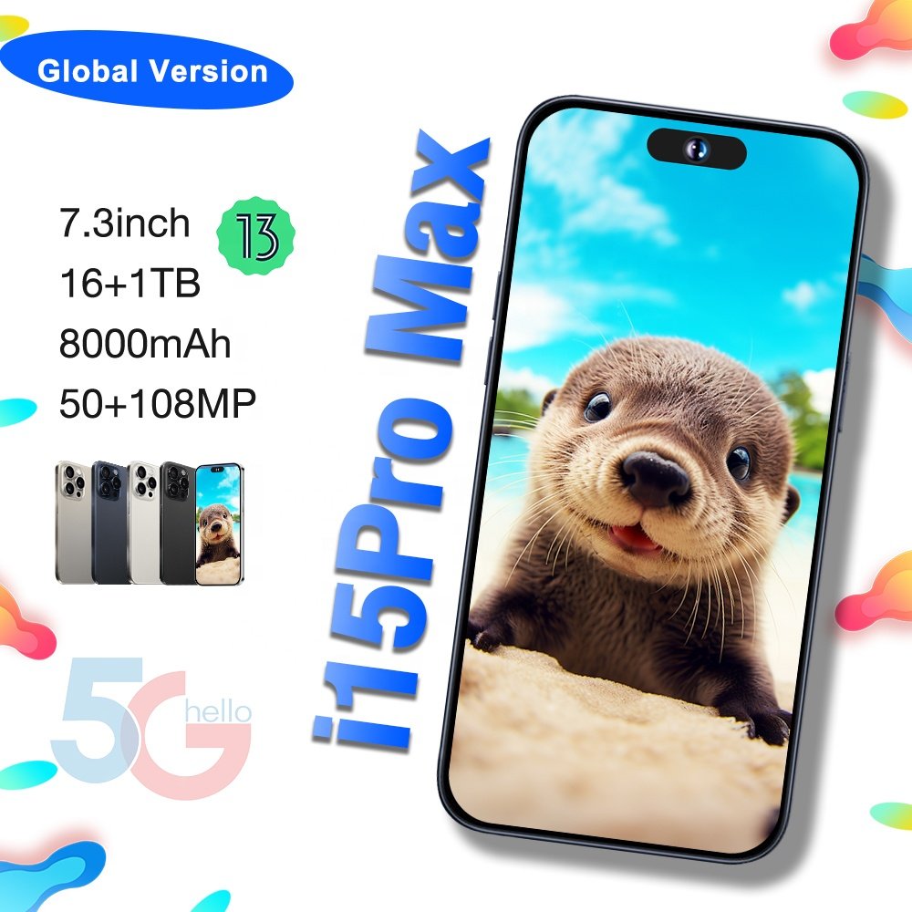 Global Version Cheap 15 Pro Max 6.8 inch screen clone 4G 5G smartphone 8GB+512GB unlocked i cell phone 15 pro max Have Logo