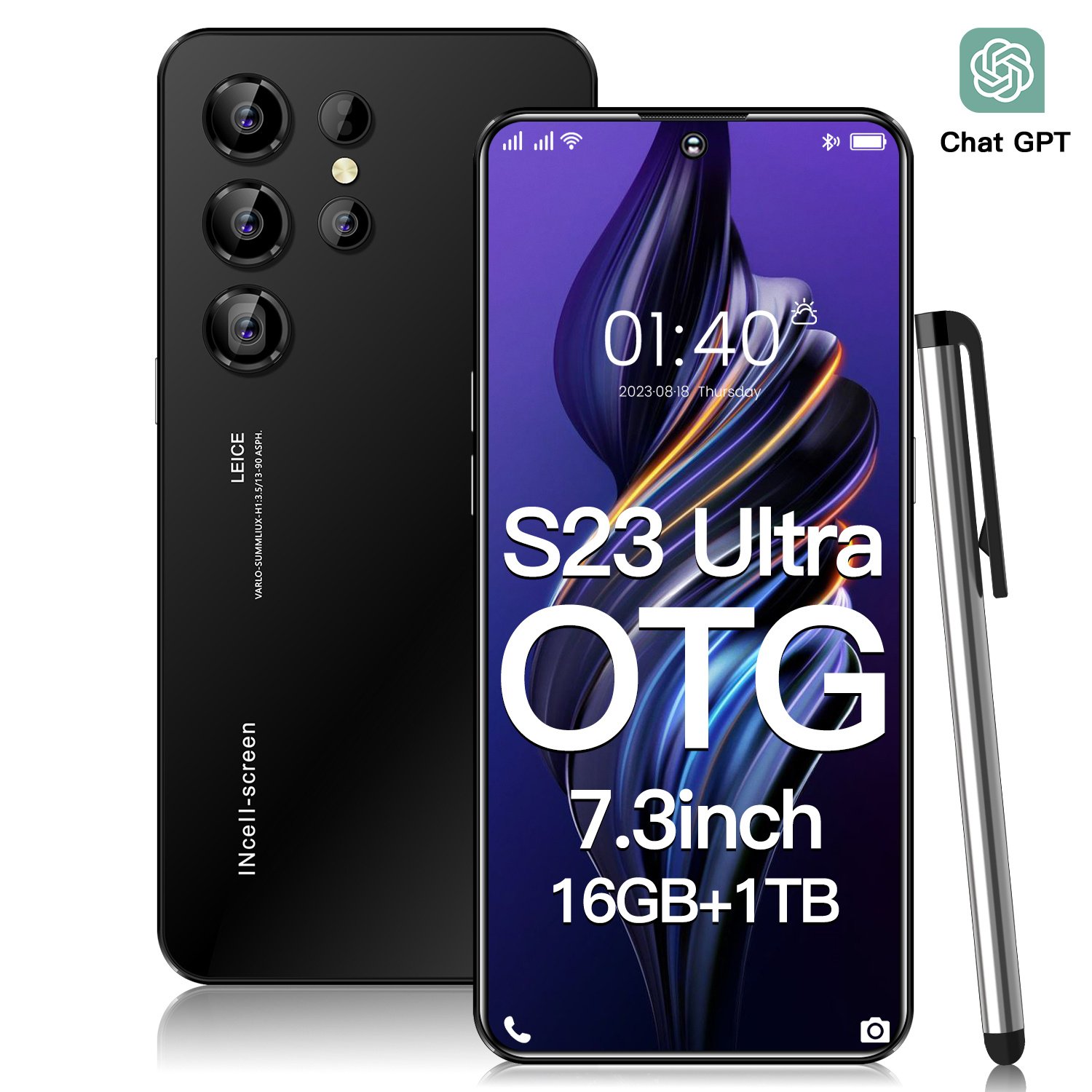 Hot selling S23 ULTRA Cell Phone 7.0 Inch Big Screen 5G Smartphone 16GB+1TB Dual SIM Android Mobile Phone S23 ULTRA