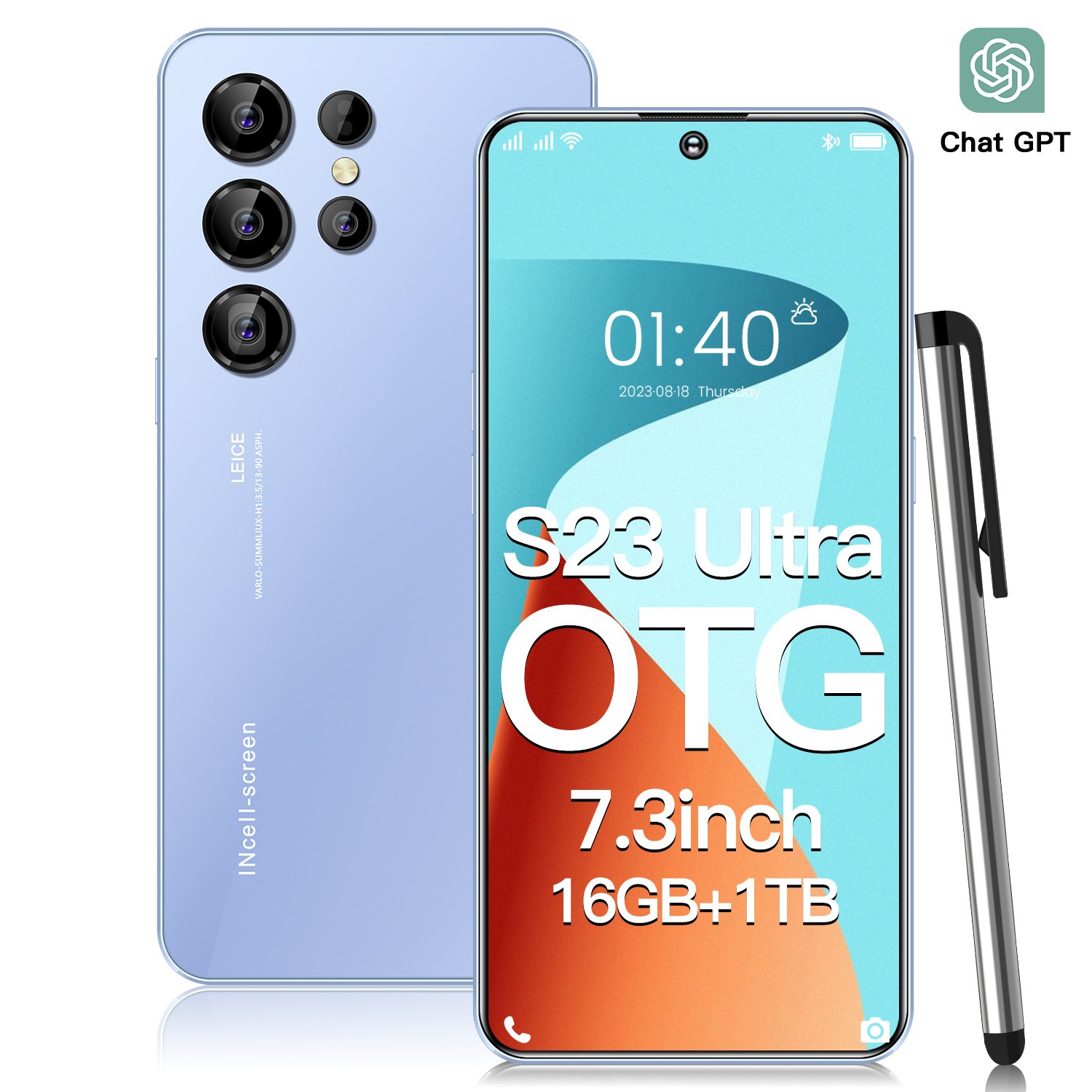 Hot selling S23 ULTRA Cell Phone 7.0 Inch Big Screen 5G Smartphone 16GB+1TB Dual SIM Android Mobile Phone S23 ULTRA