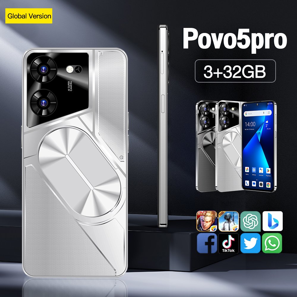 Original 5G Smartphone Povo5 Pro Brand New Gaming Mobile Phone Smart 32GB 3 Cheap Telephone