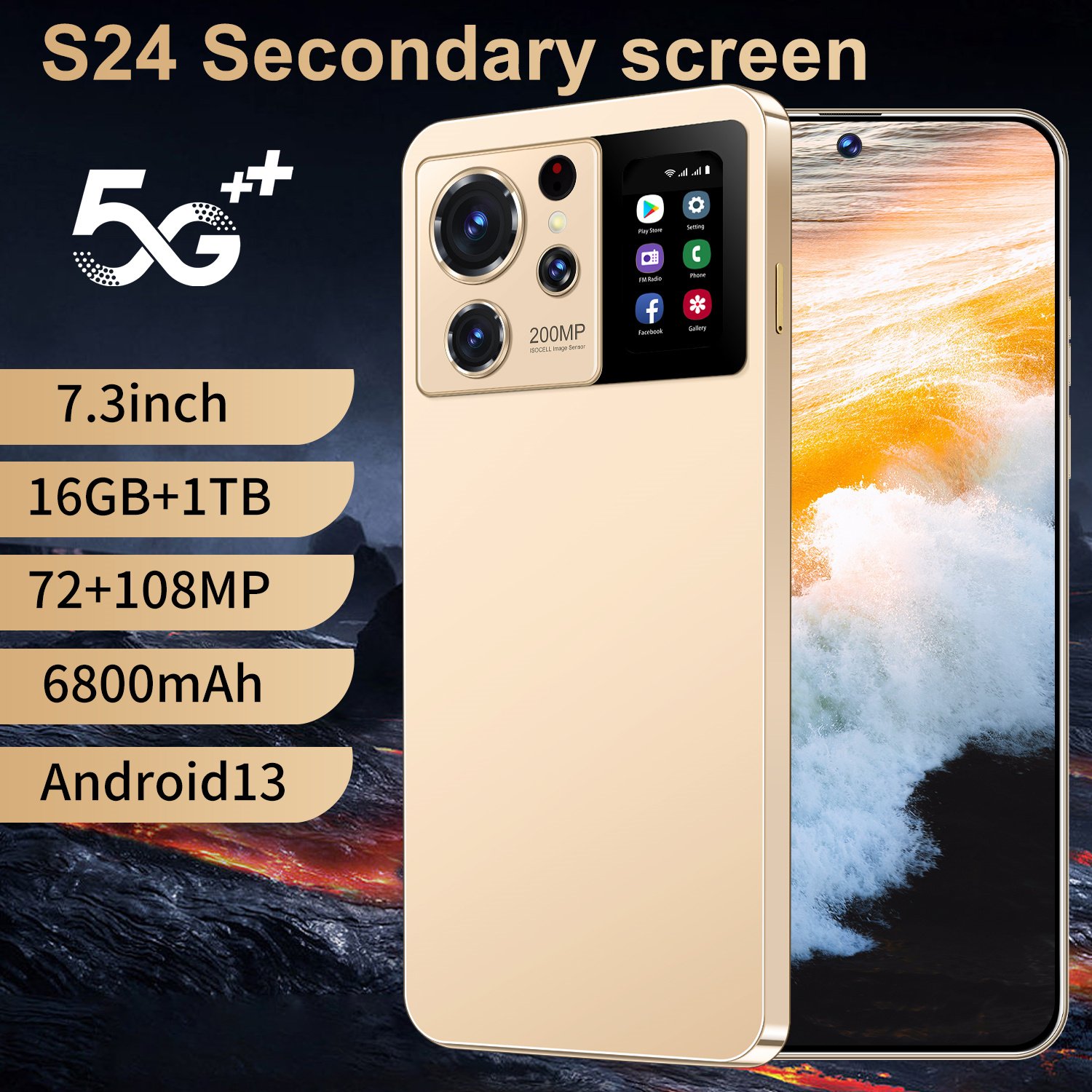 Hot Selling Cellphone S24 ultra 16GB+1TB 7 Inch Phone Smartphone full Display Android 13.0 Mobilephone 5G Smartphone