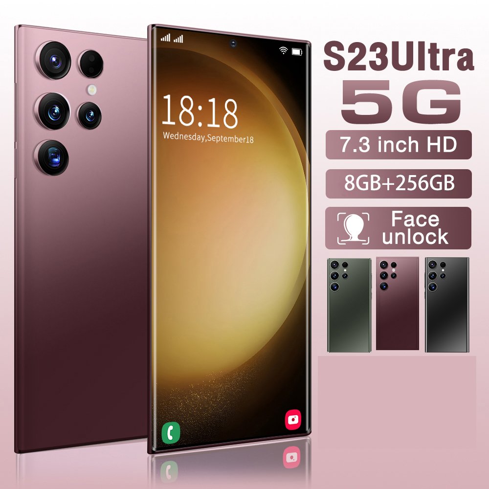 S23Ultra Smart Mobile Phone 4G Network Unlocked Type-C Cell Phone Quick Charge Gaming Smartphone dual-SIM dual standby Wifi Bt