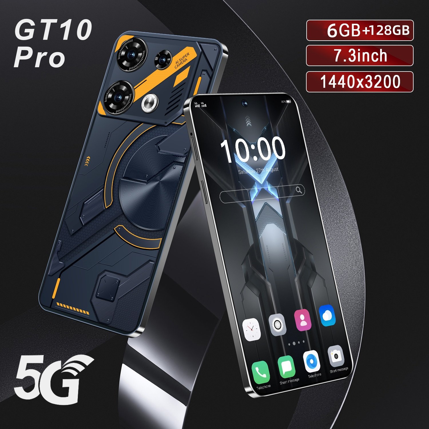 Global Version GT10 Pro 5G Smartphone 8GB+256GB Snapdragon Octa Core 7.3inch 120Hz Display 108MP Phone