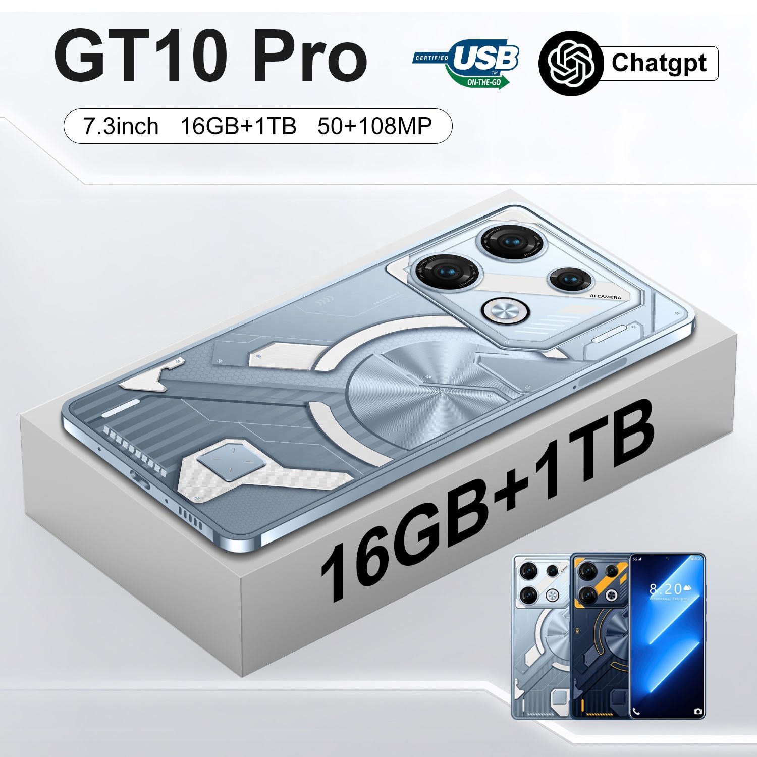 Low prices 7.3 Inch 5g original GT10 Pro Max phone Android13 Hd Large Screen 5g Smartphone 16gb + 1tb i nfinix phones