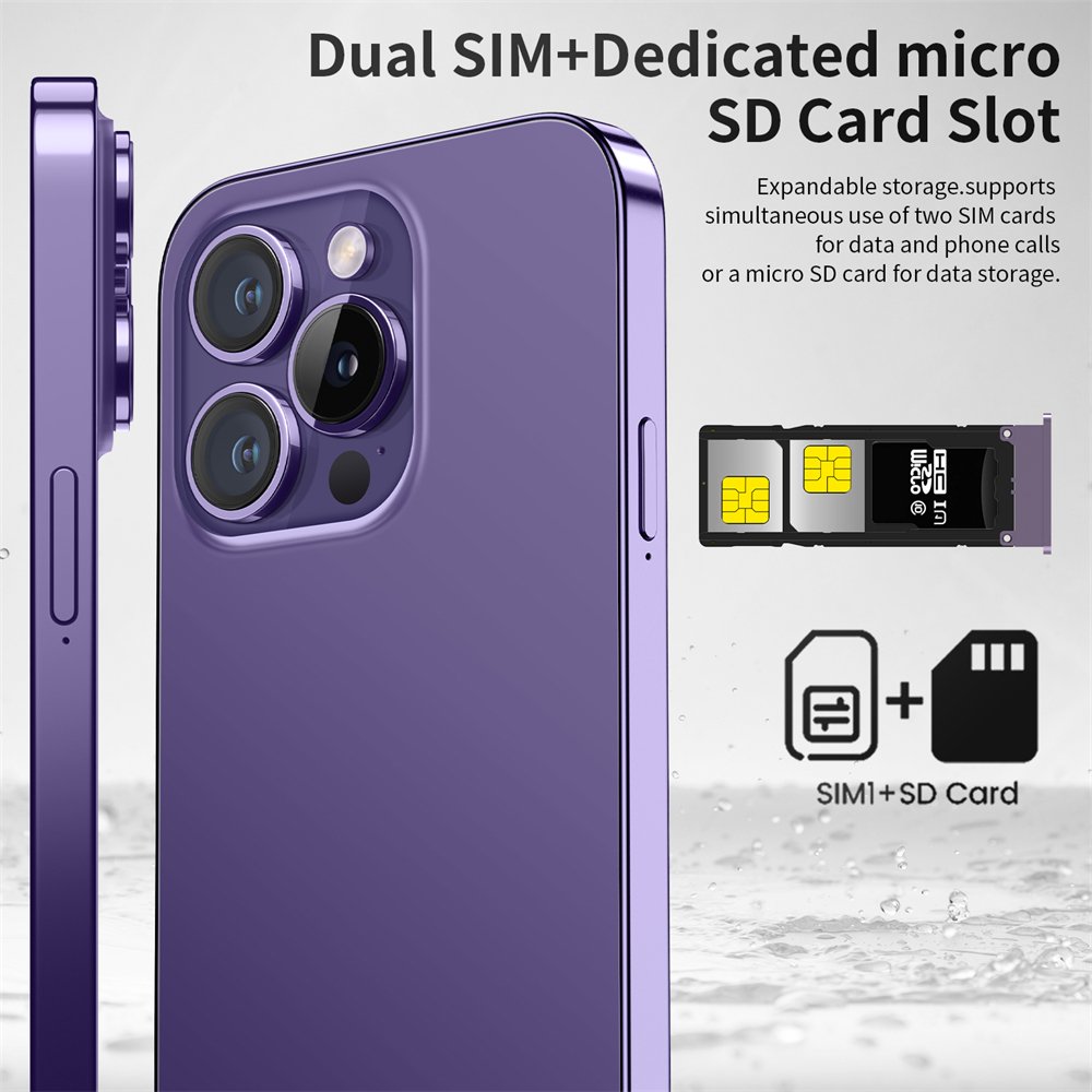 Phone 15 pro max 8GB+256GB Cellphone 5g Smartphone 7.3inch Screen Dual Sim Card I 15 phone 15 Pro Max 5g De Smartphones 50+108MP