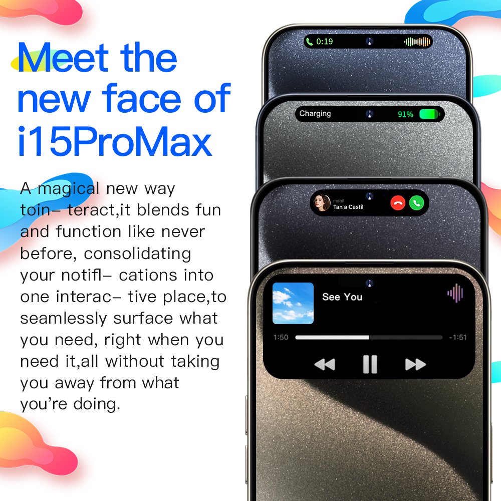 Quick charge 3.0 2024 New Arrival Original i15 15 Pro Max 5G Smartphone with 6.7 Display and 16GB+1TB Storage