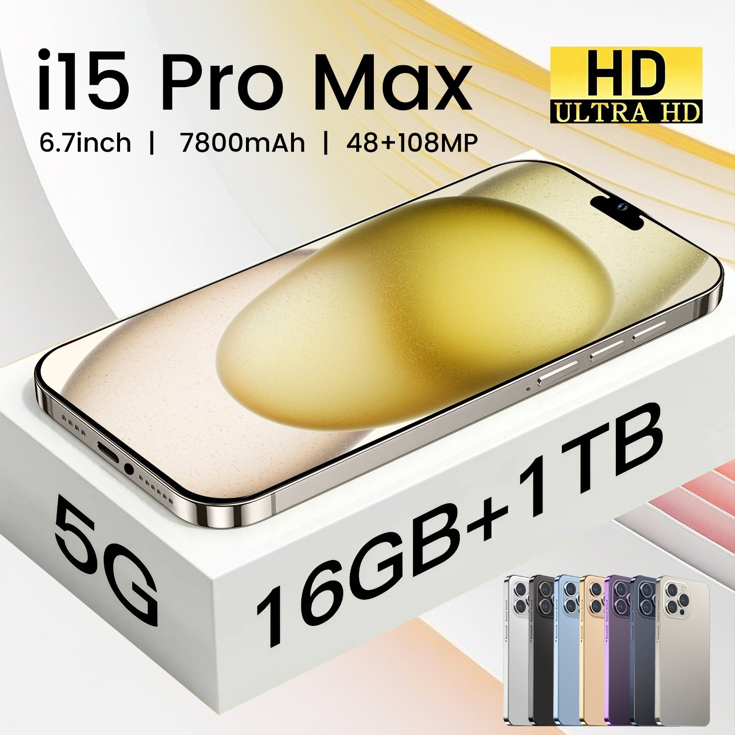 Top Fashion Clone 15 pro max 6.8 inch screen 4G 5G smartphone 8GB+512GB unlocked i cell phone 15 pro max Cheap Version Dual Sim