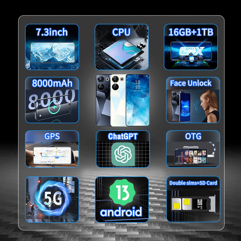 Original Brand New Gaming Mobile Phone 5G Smartphone C20 Art Smart Phone 15 14 16G 1T Cheap Telephone Telefon Inteligente