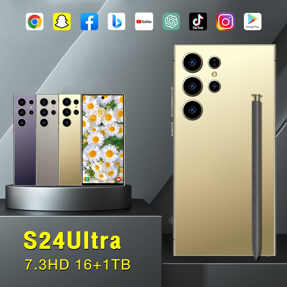 best selling S24 ULTRA original 7.3 inch 16GB+1TB 72MP+108MP Big Screen cellphone Smartphone 5G Mobile Cell Phone