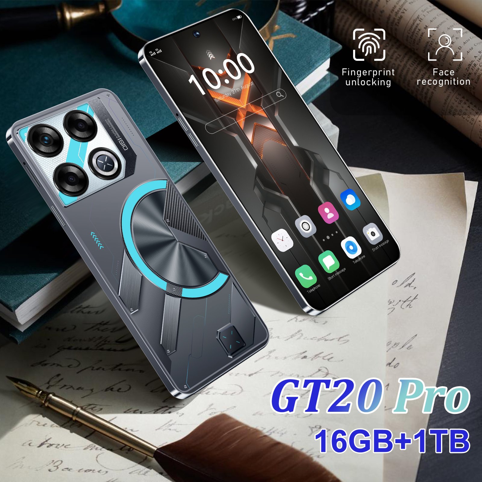 Original Cellphone GT20 pro 7.3 inch Hd 16GB+1TB Mobilephone Android14 Face Unlock 5G smartphone Factory wholesale price