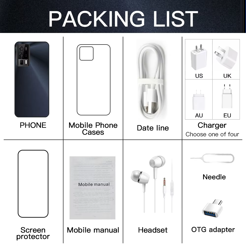 5G Smartphones F5 PRO Large Storage big screen 7.3inch Display Dual SIM Android mobile phone with AI GPT4 gaming smart phone