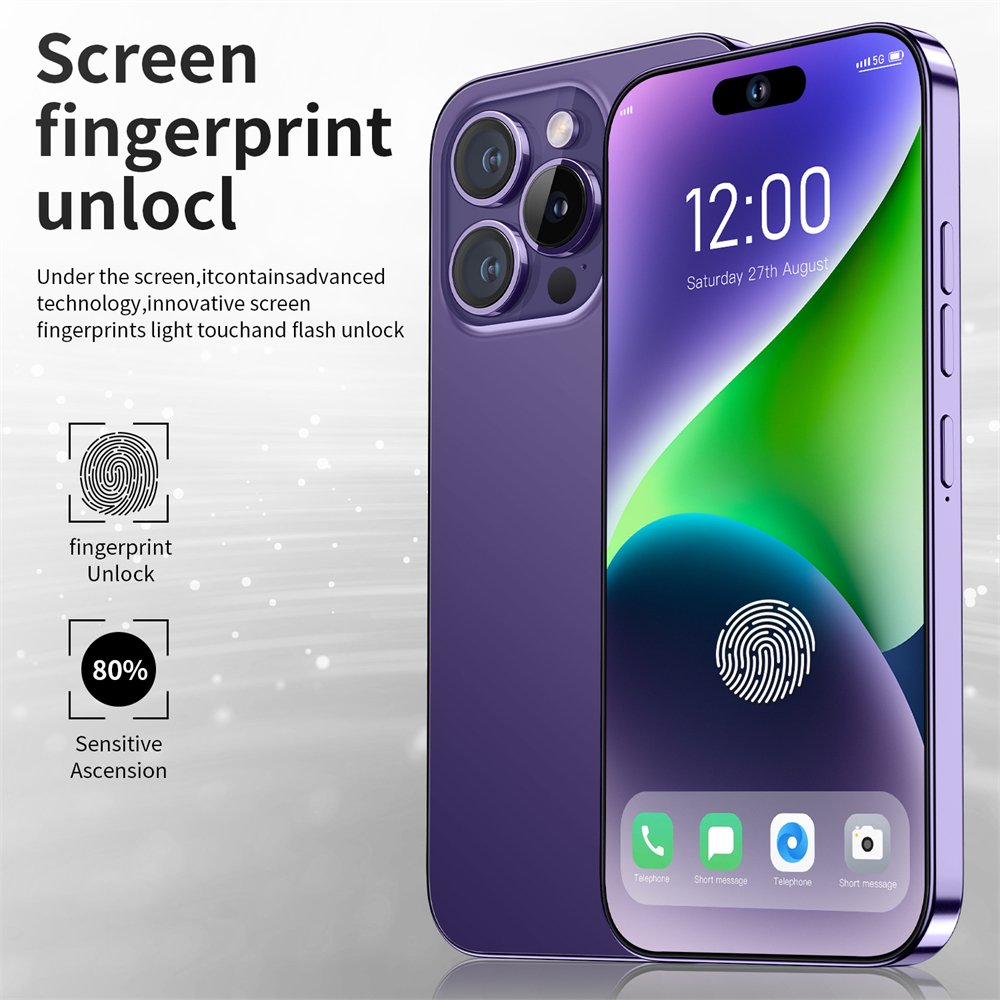 New 5G Smartphone Phone 15 Pro Max Smart Phone 7.3 Inch 50MP+108MP Cellphone 8GB+256GB Large Memory Smart PhoneCellphone