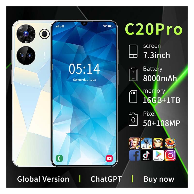 Wholesale android smartphone C20 Pro dual sim unlocked phone gaming new cellphone