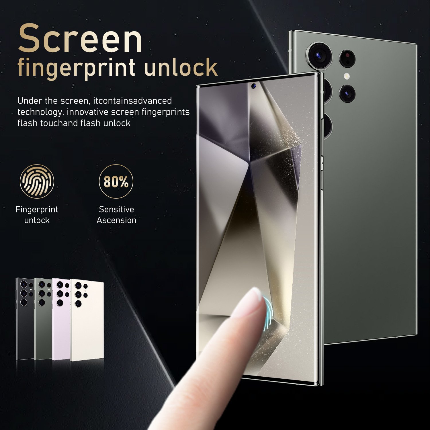 Hot selling Unlocked Cell Phone Original Custom Galaxs S24 Ultra 7.3 inch Big Screen 5G Smartphone 16GB+1TB Android Mobile Phone
